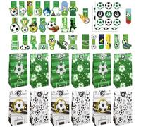Kit Papelería Fútbol Niños 60 Piezas Marcapáginas Balón Bolsas Regalo Papel y Pegatinas para Cumpleaños Escuela Actividad Clase Día del Fútbol Fans Infantil Varones Niñas