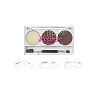 Kit para cejas Ruby Kisses Go Brow, polvo y cera de dos tonos. Incluye 3 plantillas. Perfecto para dar forma y definir un look natural de cejas.