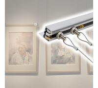 Kit para colgar cuadros, sistema de montaje en pared plateado para decoración del hogar, galería de arte, exposición, riel de 300 cm, cable de 1,5 m y 1 gancho para lienzos, espejos y dibujos