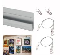 Kit para colgar marcos de fotos de alta resistencia, cable de alambre de 1,5 m para un fácil montaje en pared, soporta hasta 66 libras, disponible en rojo, negro, blanco, plata, perfecto para