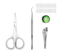 Kit para Corregir Uñas Encarnadas, 50 Piezas Tiras Correctoras de Uñas Encarnadas con Elevador De Dedos, Cortaúñas y Tijeras Pequeñas, Corrector Transparente Ajustable, Cuidado de Los Dedos