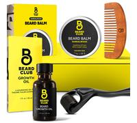 Kit para el crecimiento de la barba The Beard Club: Derma Roller, aceite para el crecimiento de la barba, b lsamo de s ndalo, peine para barba (s