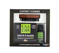 Kit para el cuidado de la barba con un cepillo, un aceite con 4 aceites orgánicos y un jabón con manteca de karité orgánica, certificado ECOCERT - Fabricación francesa