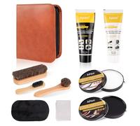 Kit Para el Cuidado del Calzado de Cuero, Kit de Betún Para Zapatos Abrillantador de Zapatos Negro y Neutro Con Cepillo para Zapatos,Paño de Pulido y Más Caja Limpieza Zapatos