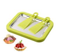 Kit para enrollar helados: bandeja duradera de acero inoxidable, 2 raspadores incluidos, accesorios de cocina portátiles, juego de preparación de postres | Conjunto ideal para Navidad, cumpleaños, eve
