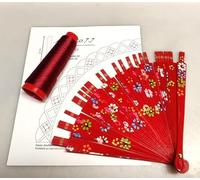 Kit para hacer abanico de bolso de encaje de bolillos ref.7, flores rojo