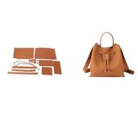 Kit para Hacer Bolsos de Cuero 1 Juego de bolso mano hecho a DIY, artesanía cuero hecha a con Hardware, accesorios PU for mujer, mochila(Brown DIY material)