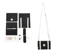 Kit para hacer bolsos de cuero 5 unids/set bolsa tejida parte inferior correas de hombro hecho a mano PU cuero reemplazo cuadrado Material cosido a regalo casero(Black material pack)