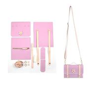 Kit para hacer bolsos de cuero 5 unids/set bolsa tejida parte inferior correas de hombro hecho a mano PU cuero reemplazo cuadrado Material cosido a regalo casero(Purple Material Pack)