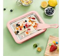 Kit para hacer helados enrollados, máquina para hacer helados instantáneos en casa con placa para congelar y 2 raspadores, bandeja de yogur helado para niños, adultos, familias y fiestas pink
