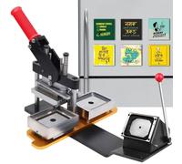 Kit para hacer insignias DIY - Máquina para hacer imanes cuadrados para nevera con prensa fotográfica, cortadora de papel y 100 juegos - ¡Crea pegatinas e imanes personalizados para la never