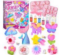 Kit para Hacer Jabones Manualidades con Flores Unicornio Molde Colores Aceites Esenciales Experimentos Juego Fabrica de Jabones Kits de Ciencias Regalos Niña Niños 5-10+ Años