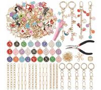 Kit para hacer llaveros con brillo de labios, 263 piezas, kit para hacer llaveros que incluye clips para llavero, cadena extensora, amuleto, anillo de salto, alicates para joyería, suministros para a