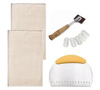 Kit para Hacer Pan, Tela para Masa Pan, Fermentación de Pan Tela, Tela Panadero Natural, Tela para la Cocción Del Pan, Tela Fermentada, Rasqueta Panadera, Cuchillo de Panadero