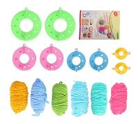 Kit para hacer pompones, juego de manualidades con bolas de pelusa de colores, con 6 colores de lana para amantes del tejido, niños y adultos. Herramientas completas en tamaños de