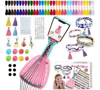 Kit para Hacer Pulseras de Hilo Niña Manualidades Telar Maquina Fabricación la Amistad Pulsera Brasileña diy con Soporte para Teléfono y 50 Paquetes de Hilos Bricolaje Regalo 6 7 8 9 10 11 12 años