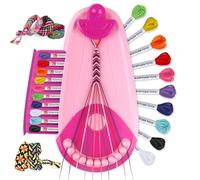 Kit para Hacer Pulseras Niñas, Kit de Manualidades para Niños Bricolaje 6-12 Años, Set Fabricación de Pulsera de Amistad, Regalos Navidad Cumpleaños Juguetes Niña 6 7 8 9 10 11 12 -Años Rosa Rojo