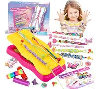 Kit Para Hacer Pulseras Niñas,Set Fabricación de Pulsera de Amistad,Juego de Pulseras de Amistad,Kit de Fabricación de Joyas,Kits de Juguetes de Arte y Manualidades para Niñas de 6, 7, 8, 11, 12 Años
