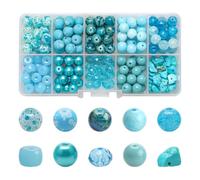 Kit para Hacer Pulseras Unids/caja de cuentas espaciadoras redondas de cristal de 8mm, Chip de grava for hacer joyería hecha a mano, pulsera, collar, pendiente, Kit for manualidades, 200(Light blue)