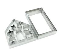 Kit para hacer una casa de jengibre (1 juego) - Cortador de galletas 3D de acero inoxidable para casas de jengibre - Kit de cortadores de galletas y fondant para decorar pasteles - Herramientas