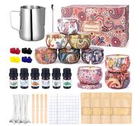 Kit para Hacer Velas Aromáticas, DIY Candle Starters Set, Velas Regalos para Cumpleaños San Valentíncon con 480g Cera Soja, 9 Latas, 6 Aceite Fragancia, 8 Bloques Color, 100 Mechas y 112 Pegatinas