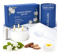 Kit para Hacer Velas Aromaticas,Sin Derretir la Cera Regalos para Mujer | 16OZ Perlas de Cera con Mecha y Tarro de Vidrio,Sándalo y Jazmín para Relajarse, Antiestrés y Dormir Mejor