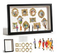 Kit para Montar Mini Museo De Siluetas,WideSmart Mini Marcos Vintage,Cajas de Sombra de Fotos Personalizadas con Mini Figuras de Museo y Mini Marcos Dorados,San ValentíN Y Aniversarios