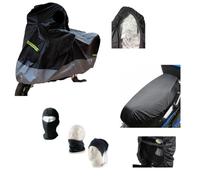 Kit para moto scooter funda cubremoto afelpada impermeable PVC + funda cubresillín de Oxford 75 x 120 cm compatible con Peugeot X Fight 50 WRC cubierta cubreescúter talla M 203 x 89 x 122 cm