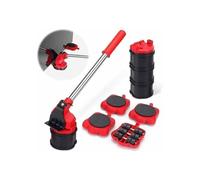 Kit para mover muebles con palanca y 4 ruedas, mueve sofás y refrigeradores sin esfuerzo, rojo.