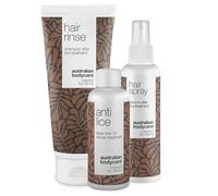 Kit para piojos con aceite de árbol de té - Solución definitiva para infestaciones de piojos y liendres con enjuague capilar, spray capilar y tratamiento anti-piojos - Seguro para todo tipo de cabello