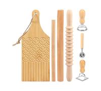 Kit para preparar pasta casera - 7 piezas sello manual de madera de calidad alimentaria - rueda cortadora para raavioli - para pasta fideos raaviolis pastelería cocina casa restaurante comercial