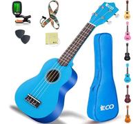 Kit para principiantes de ukelele soprano para niños y principiantes, ukelele de 21 pulgadas con cancionero, estuche, correa, afinador, cuerdas y púas