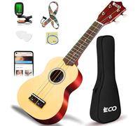Kit para principiantes de ukelele soprano para niños y principiantes, ukelele de 21 pulgadas con cancionero, estuche, correa, afinador, cuerdas y púas