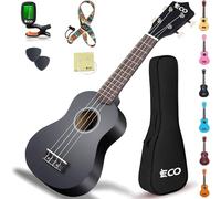 Kit para principiantes de ukelele soprano para niños y principiantes, ukelele de 21 pulgadas con cancionero, estuche, correa, afinador, cuerdas y púas