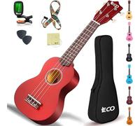 Kit para principiantes de ukelele soprano para niños y principiantes, ukelele de 21 pulgadas con cancionero, estuche, correa, afinador, cuerdas y púas