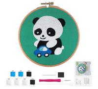 Kit para Principiantes, Patrón de Panda Punch Needle, Kit de Bordado con Aguja Perforada Set Principiantes para Bordar Embroidery Iniciación Bricolaje Punzonado Bolígrafo Mágico para Adultos (B)
