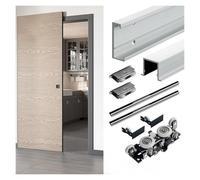 Kit para puertas correderas Riel Para Puerta Corrediza De Aluminio De Alta Resistencia, 56 91 114 129 172 180 Cm, Puerta Corrediza De Granero Con Riel Oculto De Cierre Suave(51in/129.5cm)