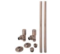 Kit para Radiadores con Kit Cubre Tubos Moderno y Llaves Angulares - Bronce Cepillado