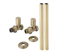 Kit para Radiadores con Llaves Rectas Modernas y Kit Cubre Tubos - Oro Cepillado
