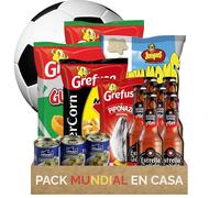 Kit Partido en Casa para 4-6 Personas | Gublins + MisterCorn + Jumper + Piponazo + Aceitunas + 6 Botellines | Pack Aperitivos Fútbol Mundial 2026 | Caja Snacks con Cerveza