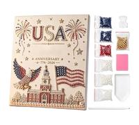 Kit Patriótico DIY Pintura Con Perlas - 1776-2026 Aniversarios Pintados De Cuentas Artesanía | Kit Creación De Arte Patriótico Con Perlas - Para Casa Apartamento Del 4 De Julio Familia