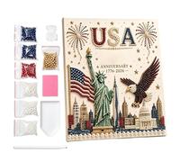 Kit Pearl Art - Juego de pintura con perlas de bricolaje para el 250 aniversario | Kit artístico patriótico con perlas de bricolaje Kt artesanales sobre lienzo con marco de madera para decoración del