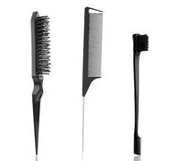 Kit Peine Peinar Cabello,Cepillos Clean Look,Cepillo Clean Look,Cepillo De Burlas,3 Piezas Cepillo Para Clean Look,Cepillo Y Peine De Doble Borde,Cepillo Para El Clean Hair,Peine De Cerdas(Negro)