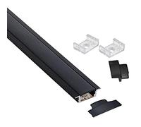 KIT - Perfil aluminio KOBE PRESS para tiras LED, 1 metro, negro