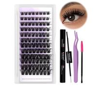 Kit Pestañas Pelo a Pelo Kit de Extensión de Pestañas Postizas Individuales D Curl 0.07mm C9 Cluster Lashes Kit Pestañas en Racimo 8-16mm DIY Lash Extensions Set
