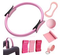 Kit Pilates En Casa 8 Pilates Kit Goma Elastica Pilates Accesorios Bandas Elasticas, Aro De Pilates,Bola, Bandas De Resistencia, Círculo De Resistencia,Cinturón Auxiliar para Yoga, Gimnasia, Fitness