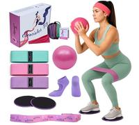 Kit Pilates en Casa - Gimnasio en Casa - Cintas Elasticas Musculacion 3 Niveles - Pelota Pilates - Calcetines Yoga - Bandas Elásticas Musculación - Regalo Mujer Original (Pack Bajo Impacto)