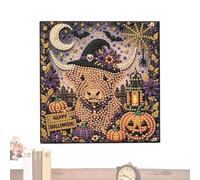 Kit Pintura Con Perlas Con Marco Espeluznantes Halloween Gato Fantasma 3D