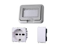 Kit placa caja 503 premontada IP55, enchufe Schuko P40 universal + interruptor, compatible con Vimar Plana, placa estanca Idrobox empotrable de exterior