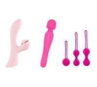 Kit placer sensual Hugbox Estimulador clítoris + Vibrador wand + Bolas geisha silicona
